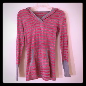 Pink striped hoodie